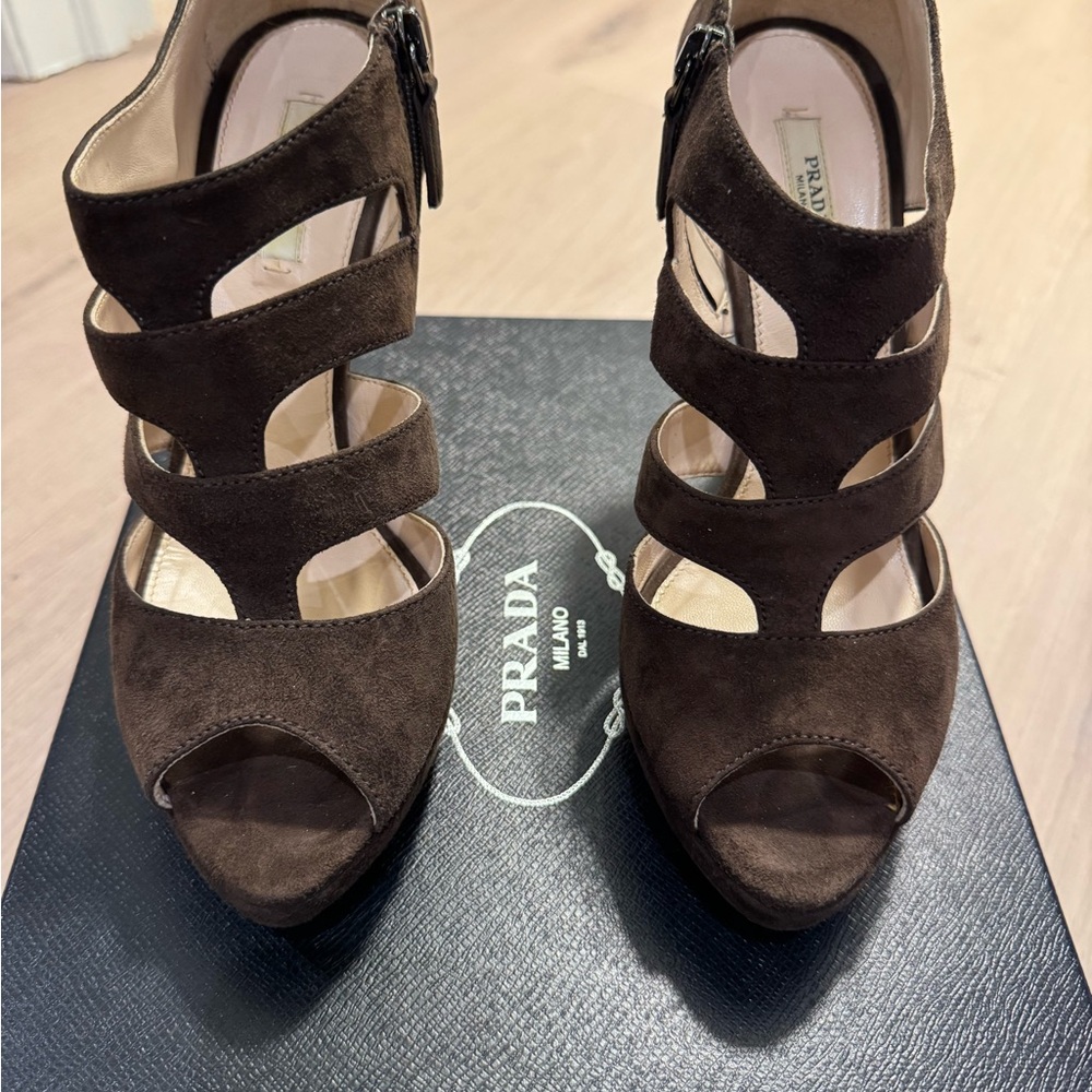Prada Women's Chocolate Brown Strappy Heels